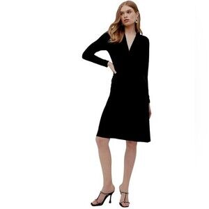 Long sleeve ruched black dress size medium